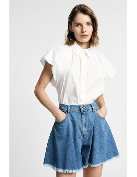 Camisa Cropped Mangas Amplas E Botões Please