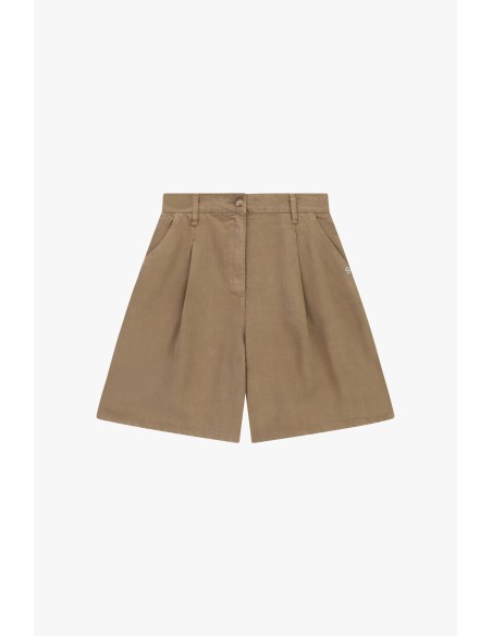 Calções de cintura alta com pences e bolsos laterais Please