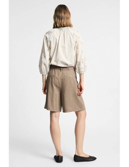 Shorts de cintura alta com pinças e bolsos laterais Please