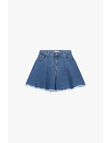 Shorts evasê com efeito de saia e bainha desfiada Please