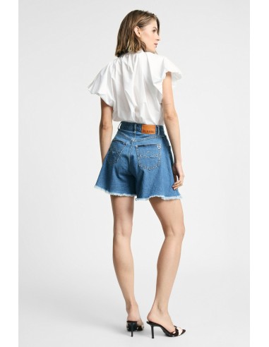 Shorts evasé com efeito de saia e bainha desfiada Please