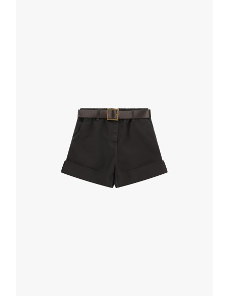 Shorts de corte regular com cintura e barra virada Please