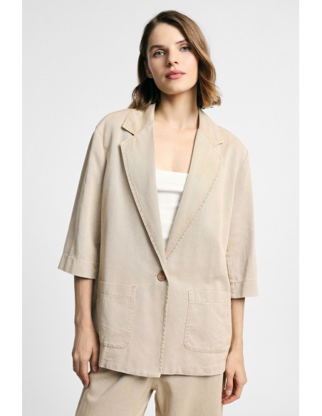 Blazer oversize com bolsos frontais e mangas largas por favor