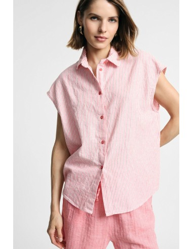 Camisa sem mangas às riscas com colarinho clássico Please