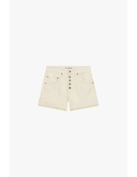 Shorts de corte regular com barra virada e botões frontais Please