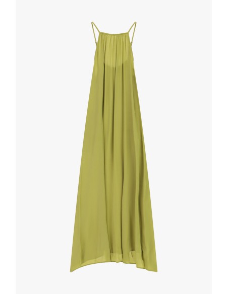 Vestido longo amplo com alças finas e drapeado Dixie