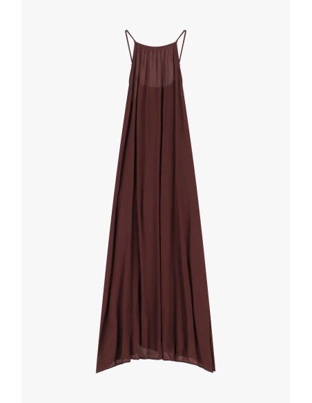 Vestido Longo Amplo Com Alças Finas E Drapeado Dixie
