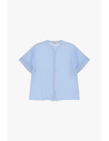 Camisa de Gola Redonda com Mangas Curtas e Botões Dixie
