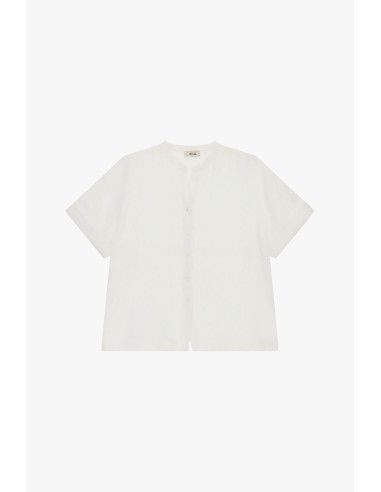 Camisa de gola redonda de mangas curtas com botões Dixie