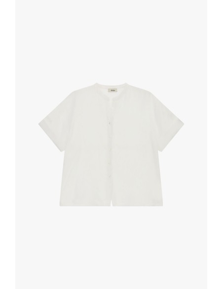 Camisa de gola redonda de mangas curtas com botões Dixie