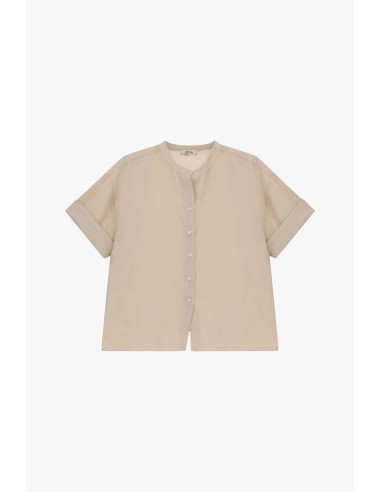 Camisa de gola redonda com mangas curtas e botões Dixie