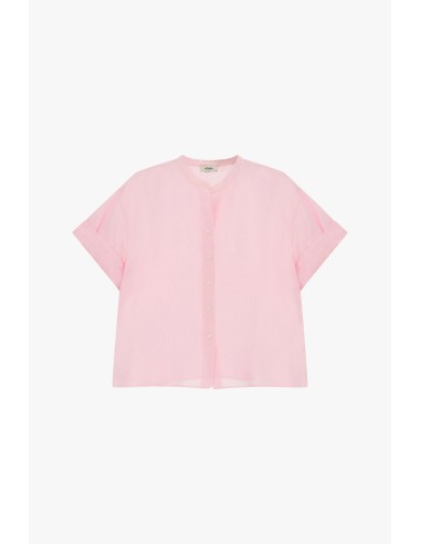 Camisa com gola redonda e mangas curtas com botões Dixie