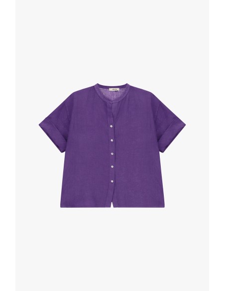 Camisa de gola redonda com mangas curtas e botões Dixie