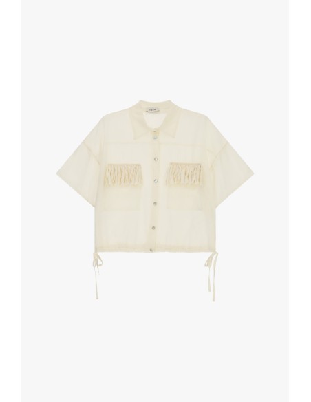 Camisa Cropped Bolsos Franjas Manga Curta Dixie