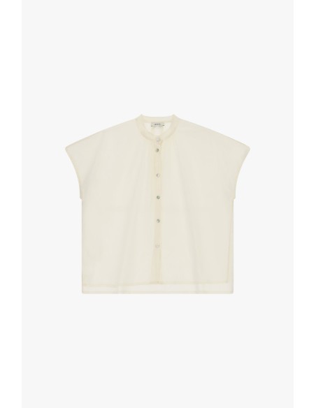Camisa ampla sem mangas com botões visíveis Dixie