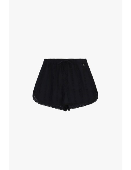 Shorts ajour com borda festonada e cordão Dixie