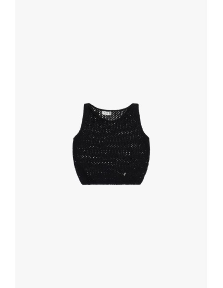 Top ajour sem mangas, gola redonda, cropped Please