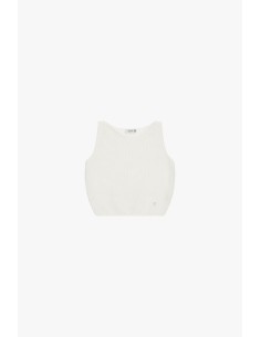 Top Traforado Sem Mangas Gola Redonda Cropped Please