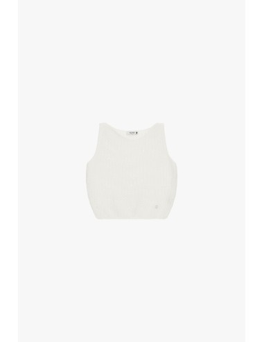 Top Traforado Sem Mangas Gola Redonda Cropped Please