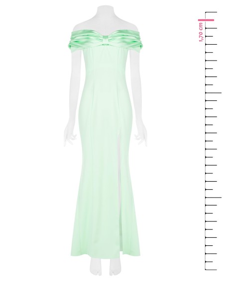 Vestido Longo Em Scuba Crepe Com Fenda E Maxi Laço Em Cetim Rinascimento