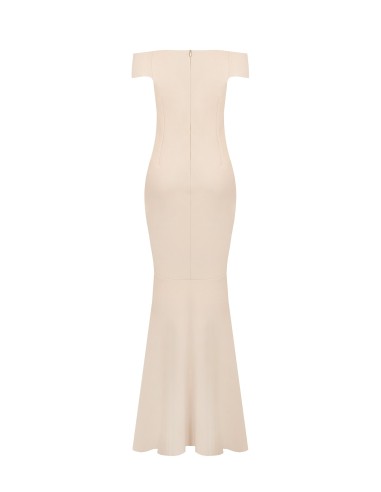 Vestido longo estilo sereia em scuba crepe com costuras verticais Rinascimento