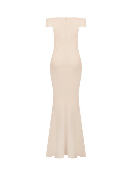 Vestido longo estilo sereia em scuba crepe com costuras verticais Rinascimento