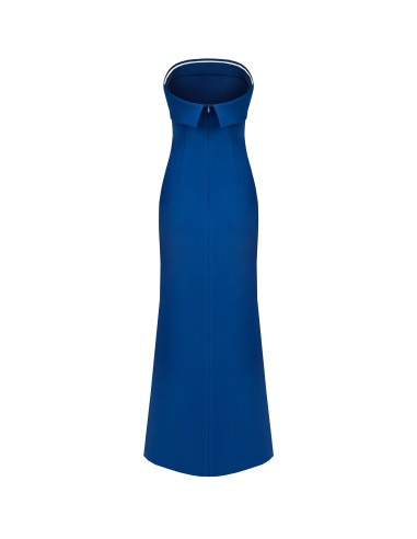 Vestido Longo Evasé E Assimétrico Com Decote Bardot Em Scuba Crepe Rinascimento