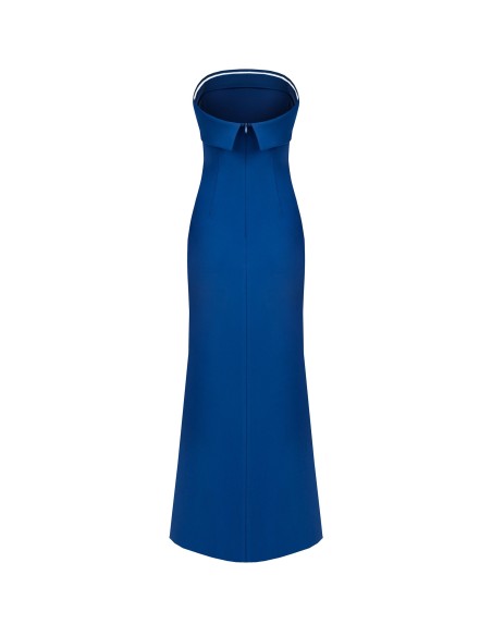 Vestido Longo Evasé E Assimétrico Com Decote Bardot Em Scuba Crepe Rinascimento