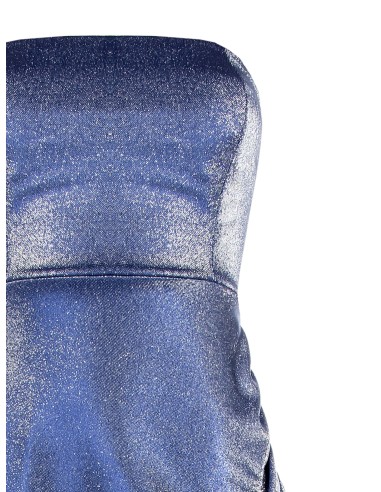 Vestido longo em lurex com efeito glitter, franzido num dos lados Rinascimento