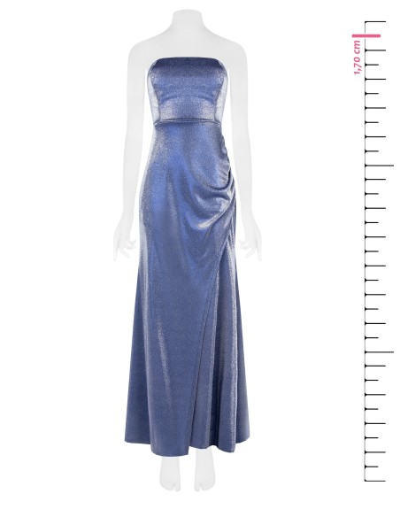 Vestido longo em Lurex com efeito glitter franzido num lado Rinascimento