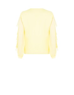 Blusa Ajustada em Georgette Plissada com Decote em V e Folhos Rinascimento 2
