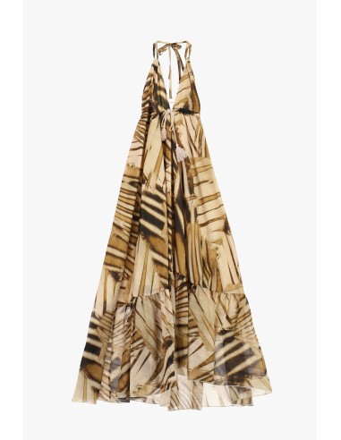 Vestido longo com estampa geométrica e decote com laço Dixie
