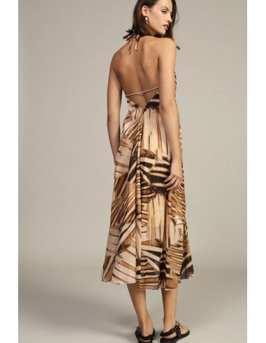 Vestido longo com estampa geométrica e decote com laço Dixie