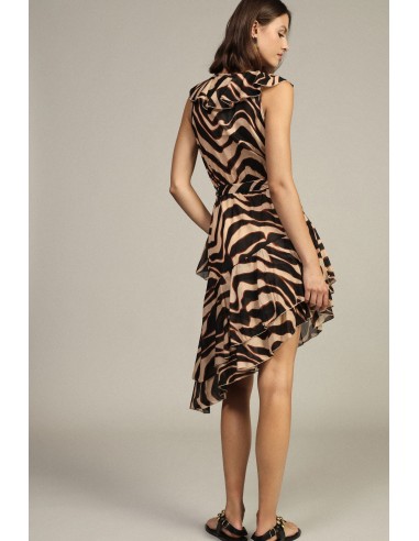 Vestido Curto Cruzado com Volantes Assimétricos Dixie