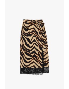 Saia Midi Estampa Animal com Franjas Dixie 2