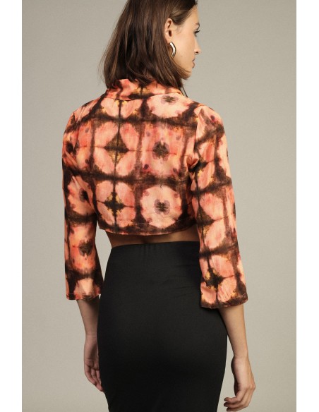 Blusa cropped estampada com nó frontal Dixie