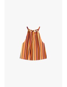 Top às Riscas com Alças Finas e Decote Franzido Dixie 2
