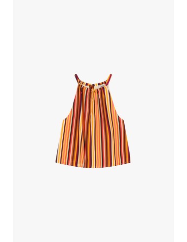 Top às riscas com alças finas e decote franzido Dixie