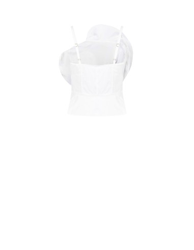 Top Bustier Em Algodão Com Maxi Rosa Estruturada Rinascimento