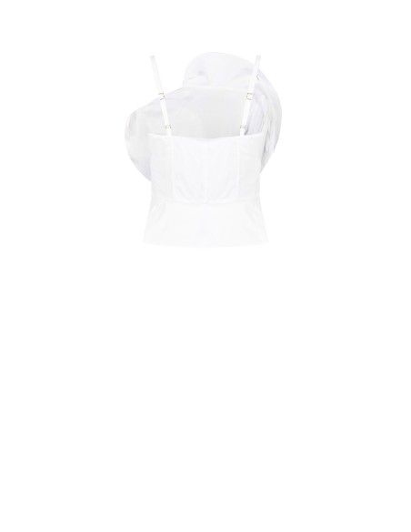 Top Bustier Em Algodão Com Maxi Rosa Estruturada Rinascimento
