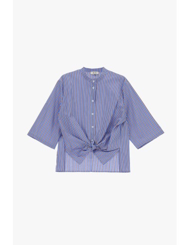 Camisa Às Riscas Com Nó Frontal E Mangas Amplas Dixie