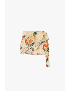 Saia curta transpassada com estampa floral Dixie
