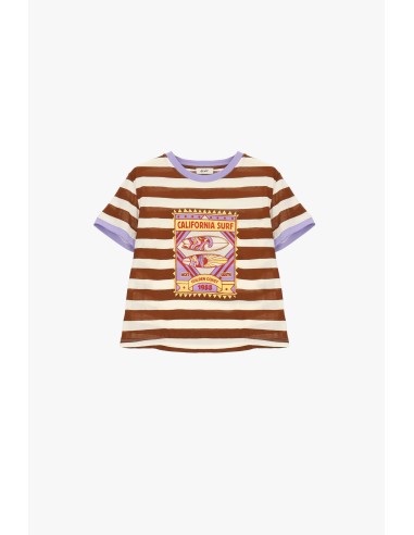T-shirt às riscas com estampa California Surf Dixie