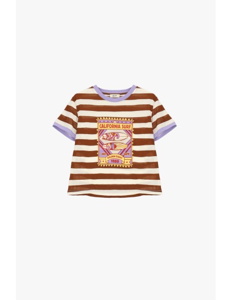 T-shirt às riscas com estampa California Surf Dixie