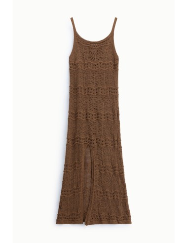 Vestido longo recortado com alças e fenda frontal Please