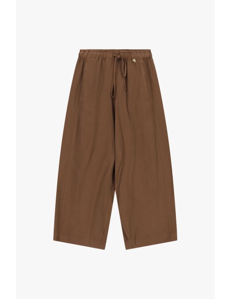 Calças Palazzo Cropped Com Elástico E Cordão Dixie