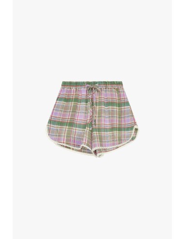 Shorts xadrez com cordão e barra bordada Dixie