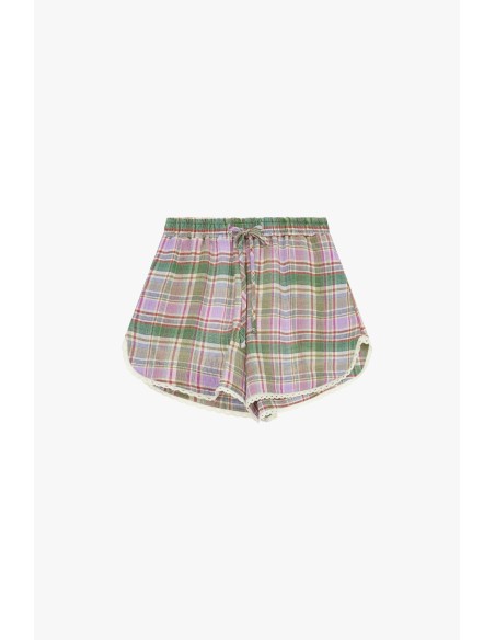 Shorts xadrez com cordão e barra bordada Dixie