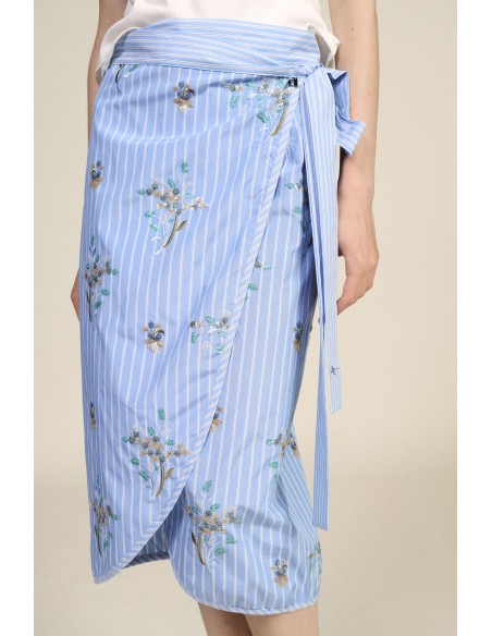 Saia Envelope com Estampa de Riscas e Flores Dixie