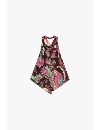 Top com estampa floral e decote com atilhos Dixie